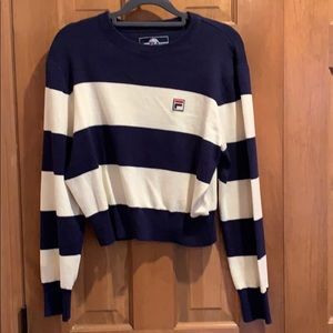 Navy and white FILA sweater medium